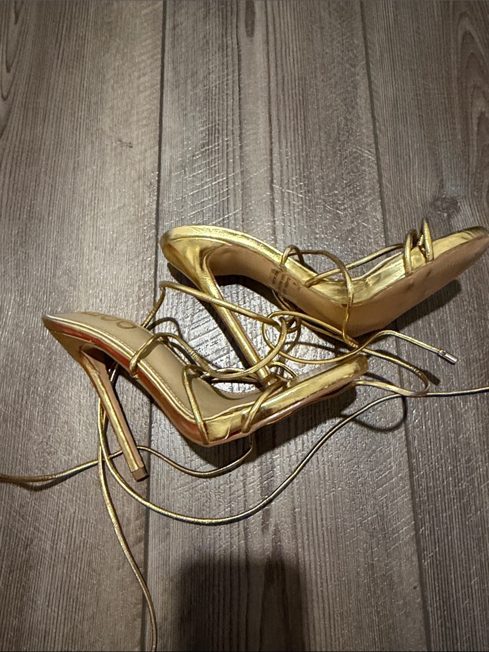 EGO Gold Lace-Up Stiletto Heels